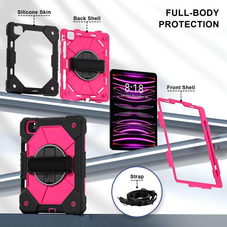 For iPad Air 5 / 4 / Pro 11 Contrast Color Robot Silicone Hybrid PC Tablet Case(Black Rose Red) - iPad Pro 11 (2022/2021) Cases by buy2fix | Online Shopping UK | buy2fix