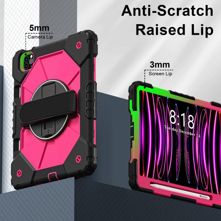 For iPad Air 5 / 4 / Pro 11 Contrast Color Robot Silicone Hybrid PC Tablet Case(Black Rose Red) - iPad Pro 11 (2022/2021) Cases by buy2fix | Online Shopping UK | buy2fix