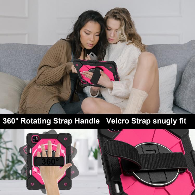 For iPad Air 5 / 4 / Pro 11 Contrast Color Robot Silicone Hybrid PC Tablet Case(Black Rose Red) - iPad Pro 11 (2022/2021) Cases by buy2fix | Online Shopping UK | buy2fix