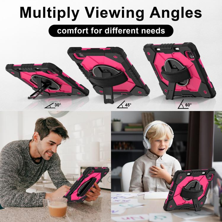 For iPad Air 5 / 4 / Pro 11 Contrast Color Robot Silicone Hybrid PC Tablet Case(Black Rose Red) - iPad Pro 11 (2022/2021) Cases by buy2fix | Online Shopping UK | buy2fix