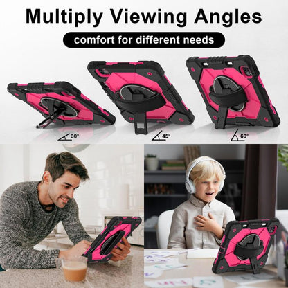 For iPad Air 5 / 4 / Pro 11 Contrast Color Robot Silicone Hybrid PC Tablet Case(Black Rose Red) - iPad Pro 11 (2022/2021) Cases by buy2fix | Online Shopping UK | buy2fix