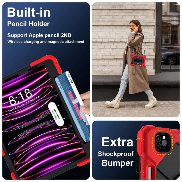 For iPad Air 5 / 4 / Pro 11 Contrast Color Robot Silicone Hybrid PC Tablet Case(Red Black) - iPad Pro 11 (2022/2021) Cases by buy2fix | Online Shopping UK | buy2fix