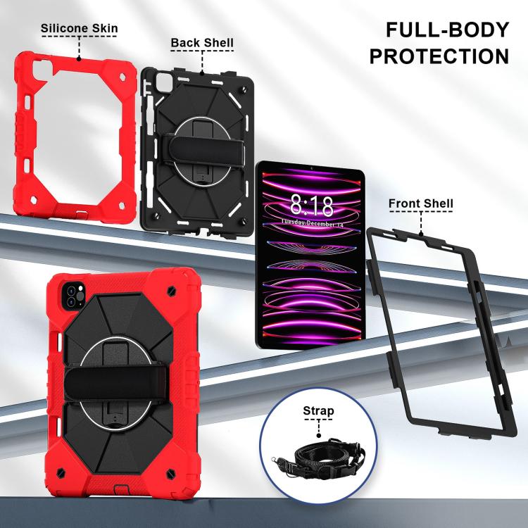 For iPad Air 5 / 4 / Pro 11 Contrast Color Robot Silicone Hybrid PC Tablet Case(Red Black) - iPad Pro 11 (2022/2021) Cases by buy2fix | Online Shopping UK | buy2fix