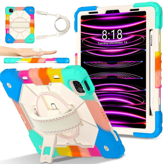 For iPad Air 5 / 4 / Pro 11 Contrast Color Robot Silicone Hybrid PC Tablet Case(Colorful Blue) - iPad Pro 11 (2022/2021) Cases by buy2fix | Online Shopping UK | buy2fix