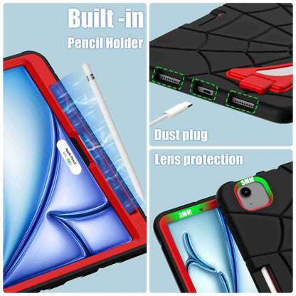 For iPad Air 11 2025 / 2024 Silicone + PC Shockproof Protective Tablet Case(Black Red) by buy2fix