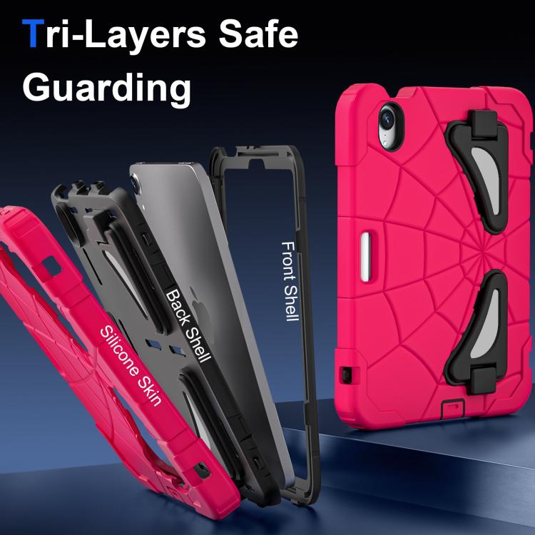 For iPad mini 2024 / mini 6 Silicone + PC Shockproof Protective Tablet Case(Rose Red Black) - iPad mini 2024 Cases by buy2fix | Online Shopping UK | buy2fix