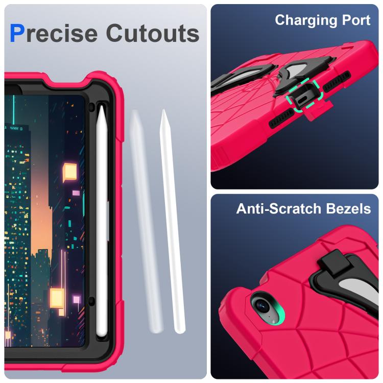For iPad mini 2024 / mini 6 Silicone + PC Shockproof Protective Tablet Case(Rose Red Black) - iPad mini 2024 Cases by buy2fix | Online Shopping UK | buy2fix