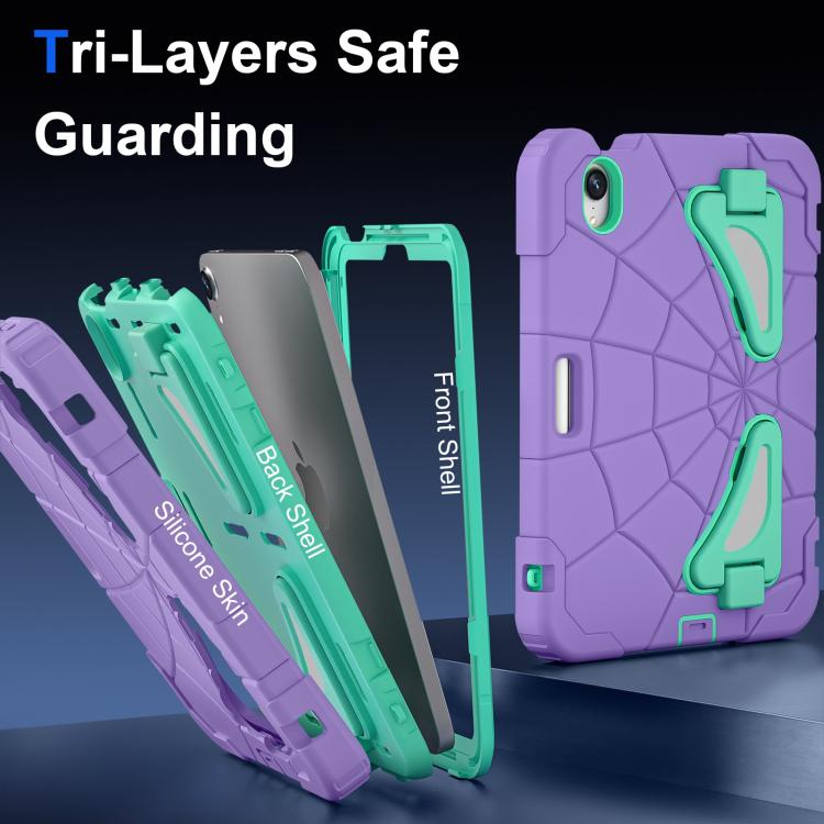 For iPad mini 2024 / mini 6 Silicone + PC Shockproof Protective Tablet Case(Purple Mint Green) - iPad mini 2024 Cases by buy2fix | Online Shopping UK | buy2fix