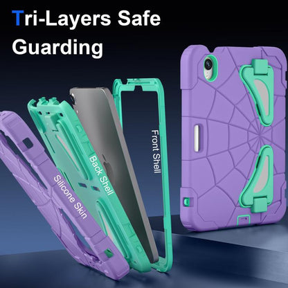 For iPad mini 2024 / mini 6 Silicone + PC Shockproof Protective Tablet Case(Purple Mint Green) - iPad mini 2024 Cases by buy2fix | Online Shopping UK | buy2fix
