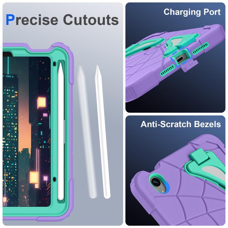 For iPad mini 2024 / mini 6 Silicone + PC Shockproof Protective Tablet Case(Purple Mint Green) - iPad mini 2024 Cases by buy2fix | Online Shopping UK | buy2fix