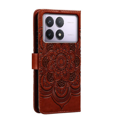 For Xiaomi Redmi K70 Sun Mandala Embossing Pattern Phone Leather Case(Brown) - K70 Cases by buy2fix | Online Shopping UK | buy2fix