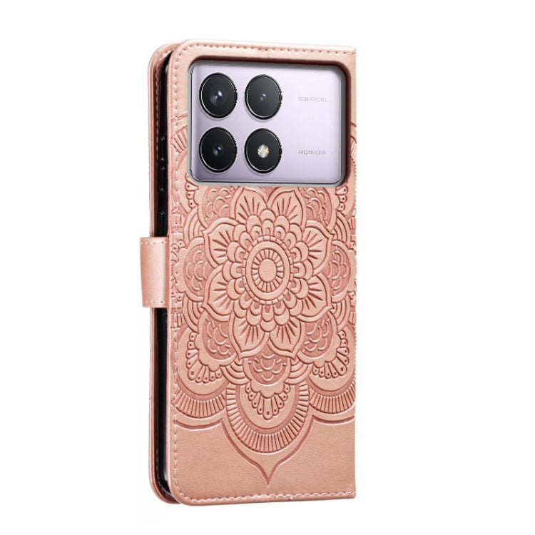 For Xiaomi Redmi K70 Sun Mandala Embossing Pattern Phone Leather Case(Rose Gold) - K70 Cases by buy2fix | Online Shopping UK | buy2fix