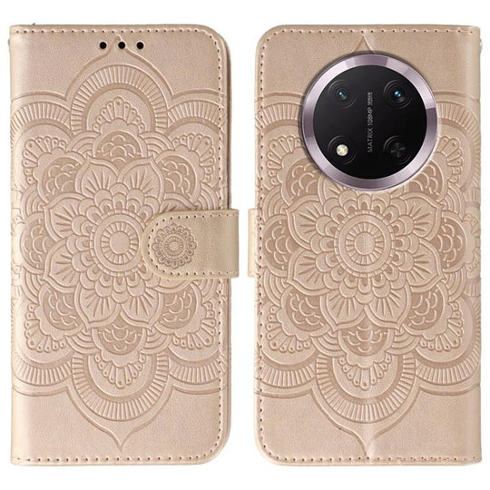 For Honor Magic7 Lite Sun Mandala Embossing Pattern Phone Leather Case(Rose Gold)