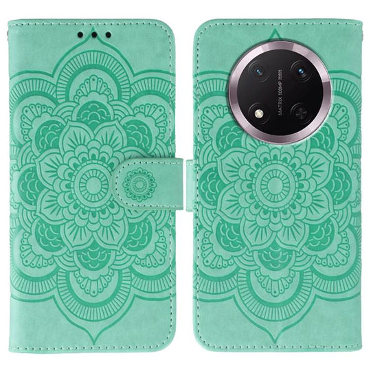 For Honor Magic7 Lite Sun Mandala Embossing Pattern Phone Leather Case(Green)
