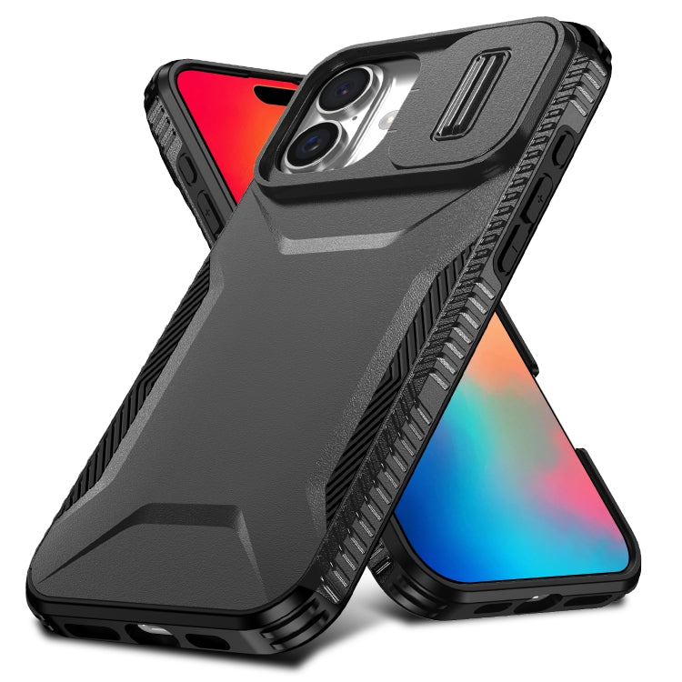 For iPhone 16 Plus Sliding Camshield Phone Case(Black) - iPhone 16 Plus Cases by buy2fix | Online Shopping UK | buy2fix