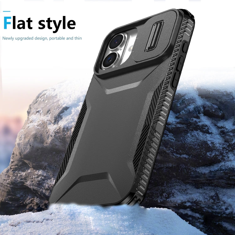 For iPhone 16 Plus Sliding Camshield Phone Case(Black) - iPhone 16 Plus Cases by buy2fix | Online Shopping UK | buy2fix