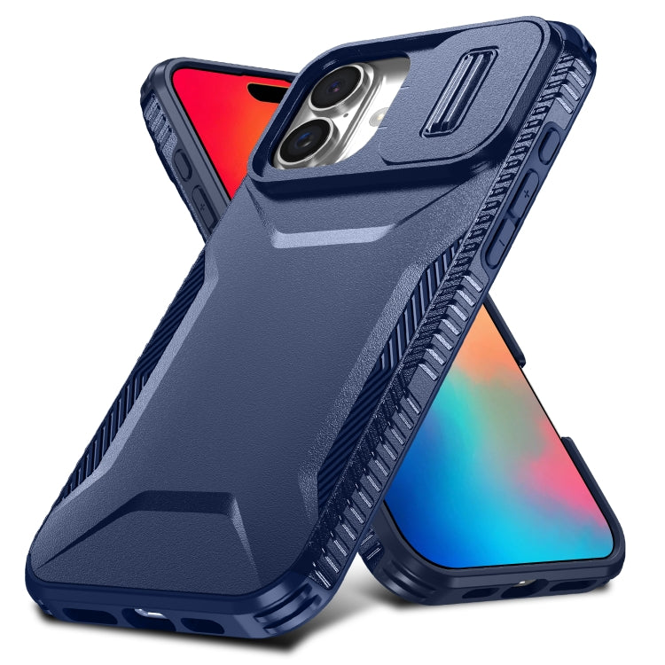 For iPhone 16 Plus Sliding Camshield Phone Case(Blue) - iPhone 16 Plus Cases by buy2fix | Online Shopping UK | buy2fix