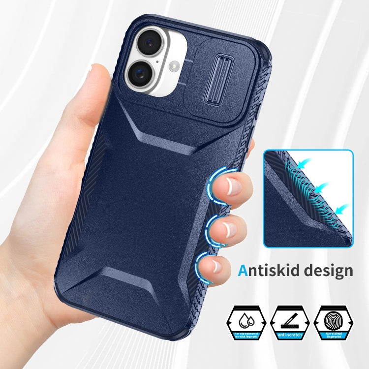 For iPhone 16 Plus Sliding Camshield Phone Case(Blue) - iPhone 16 Plus Cases by buy2fix | Online Shopping UK | buy2fix