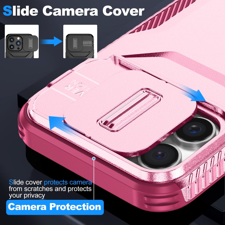 For iPhone 16 Pro Sliding Camshield Phone Case(Pink + Rose Red) - iPhone 16 Pro Cases by buy2fix | Online Shopping UK | buy2fix