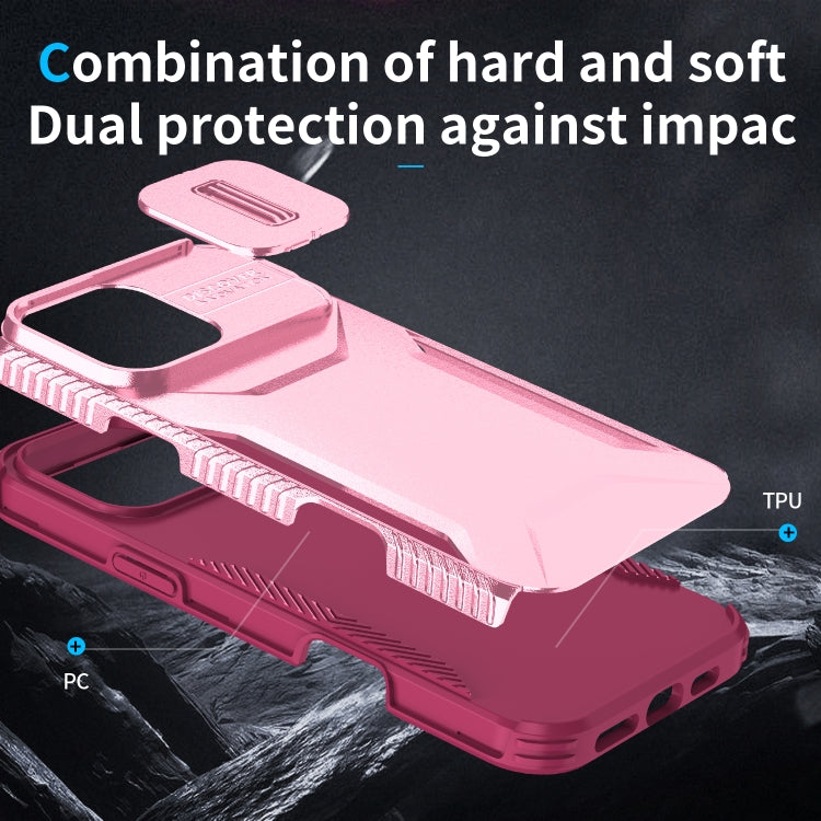 For iPhone 16 Pro Sliding Camshield Phone Case(Pink + Rose Red) - iPhone 16 Pro Cases by buy2fix | Online Shopping UK | buy2fix