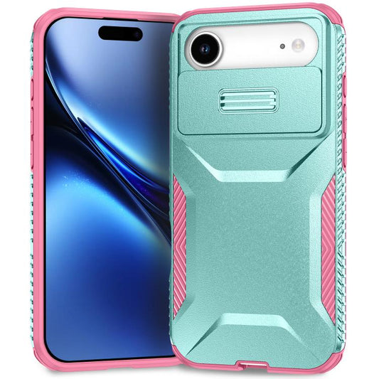 For iPhone Air Sliding Camshield Phone Case(Pink + Grey Green) - iPhone Air Cases by buy2fix | Online Shopping UK | buy2fix