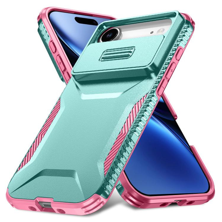 For iPhone Air Sliding Camshield Phone Case(Pink + Grey Green) - iPhone Air Cases by buy2fix | Online Shopping UK | buy2fix