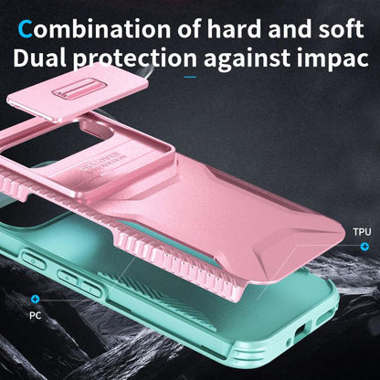 For Google Pixel 10 Pro / 10 / 9 Pro Sliding Camshield Phone Case(Pink + Grey Green) - Google Cases by buy2fix | Online Shopping UK | buy2fix