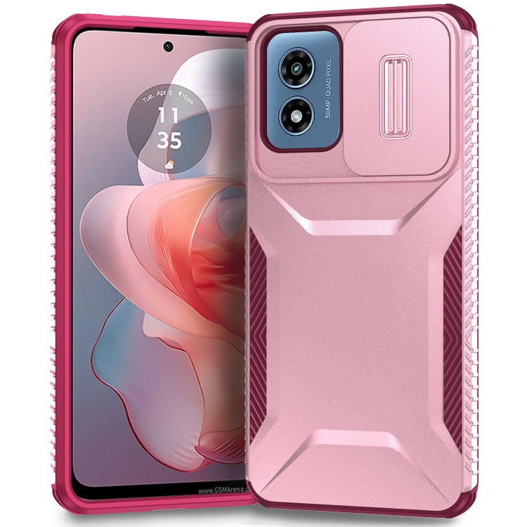 For Motorola Moto G Play 4G 2024 Sliding Camshield Phone Case(Pink + Rose Red) - Motorola Cases by buy2fix | Online Shopping UK | buy2fix