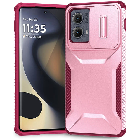 For Motorola Edge 5G 2024 Sliding Camshield Phone Case(Pink + Rose Red) - Motorola Cases by buy2fix | Online Shopping UK | buy2fix