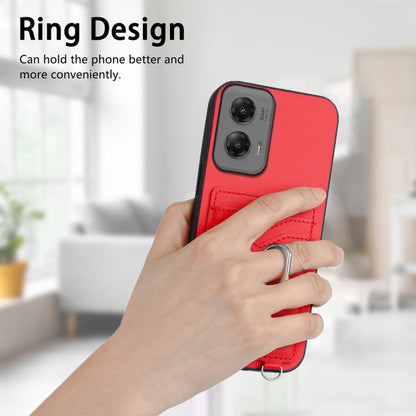 For Motorola Moto G Stylus 5G 2024 R20 Crossbody Rope Ring Card Holder Phone Case(Red) - Motorola Cases by buy2fix | Online Shopping UK | buy2fix