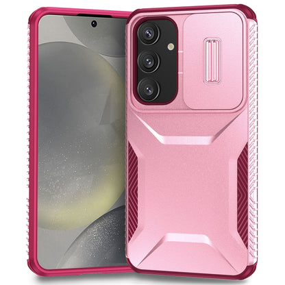 For Samsung Galaxy S25 5G / S24 5G Sliding Camshield Phone Case(Pink + Rose Red) by buy2fix