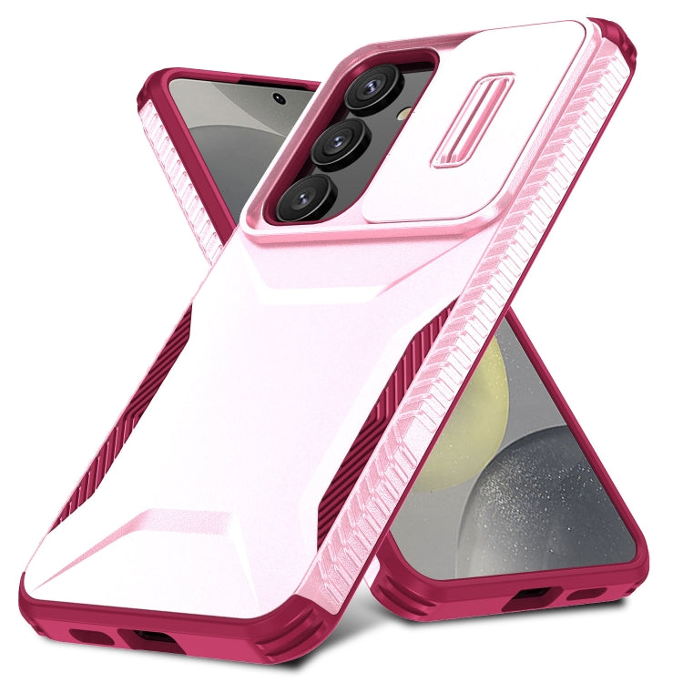 For Samsung Galaxy S25 5G / S24 5G Sliding Camshield Phone Case(Pink + Rose Red) by buy2fix