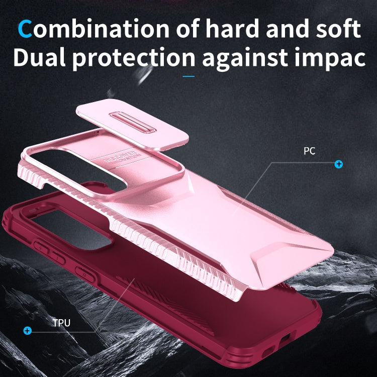 For Samsung Galaxy S25 5G / S24 5G Sliding Camshield Phone Case(Pink + Rose Red) by buy2fix
