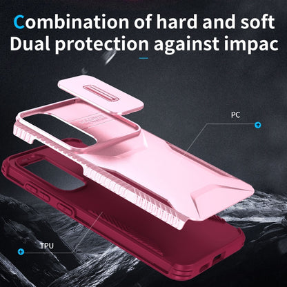 For Samsung Galaxy S25 5G / S24 5G Sliding Camshield Phone Case(Pink + Rose Red) by buy2fix