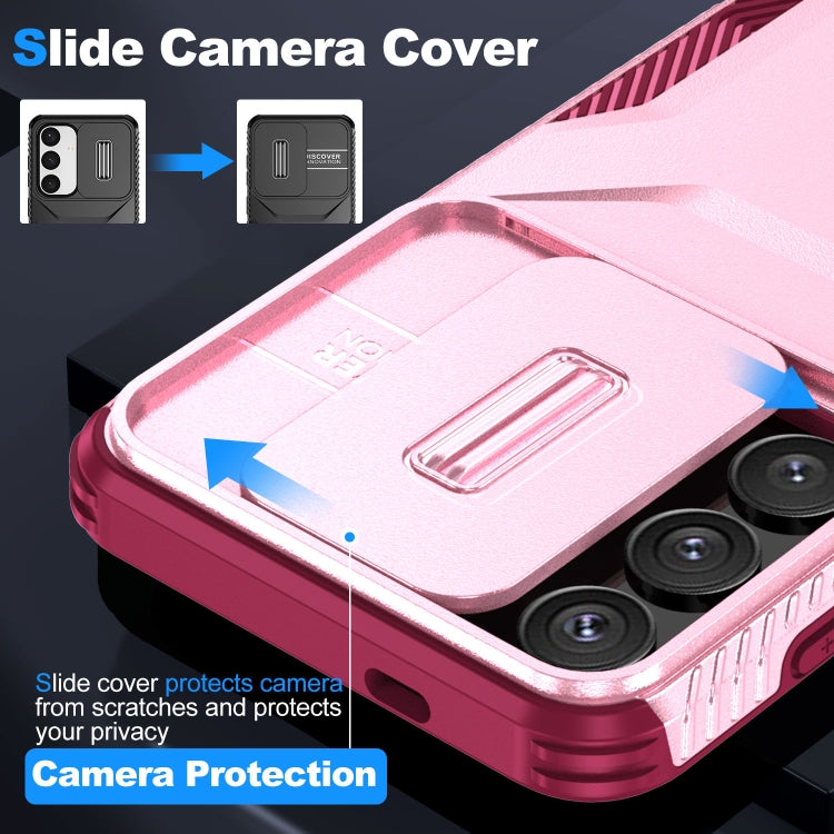 For Samsung Galaxy S25 5G / S24 5G Sliding Camshield Phone Case(Pink + Rose Red) by buy2fix