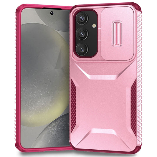 For Samsung Galaxy S25+ 5G / S24+ 5G Sliding Camshield Phone Case(Pink + Rose Red) by buy2fix