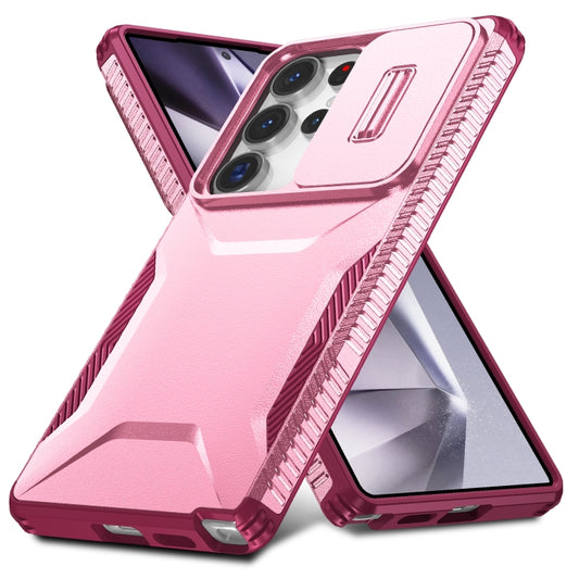 For Samsung Galaxy S25 Ultra 5G Sliding Camshield Phone Case(Pink + Rose Red) by buy2fix