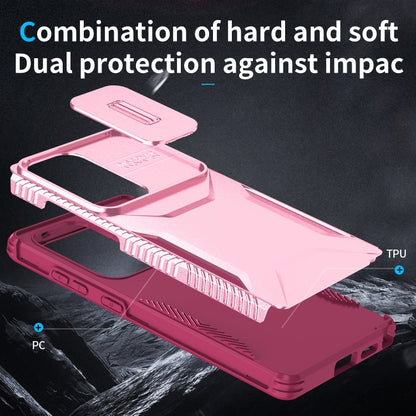 For Samsung Galaxy S25 Ultra 5G Sliding Camshield Phone Case(Pink + Rose Red) by buy2fix