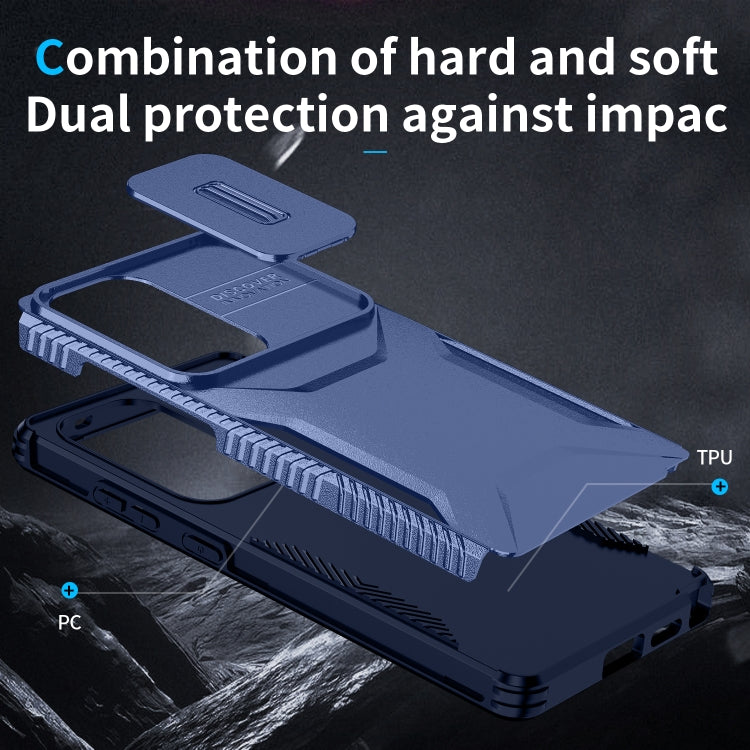 For Samsung Galaxy S25 Ultra 5G Sliding Camshield Phone Case(Blue) by buy2fix