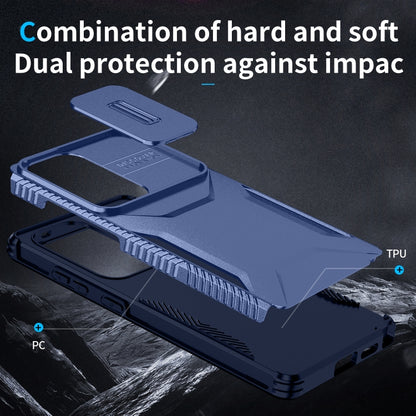 For Samsung Galaxy S25 Ultra 5G Sliding Camshield Phone Case(Blue) by buy2fix