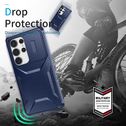 For Samsung Galaxy S25 Ultra 5G Sliding Camshield Phone Case(Blue) by buy2fix