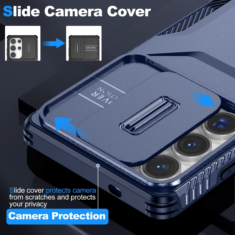 For Samsung Galaxy S25 Ultra 5G Sliding Camshield Phone Case(Blue) by buy2fix