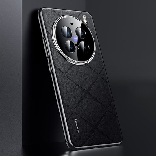 For vivo X200 Pro Plain Leather PC Phone Case(Black)