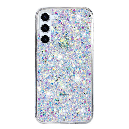 For Samsung Galaxy S24 5G Transparent Frame Glitter Powder TPU Phone Case(White)