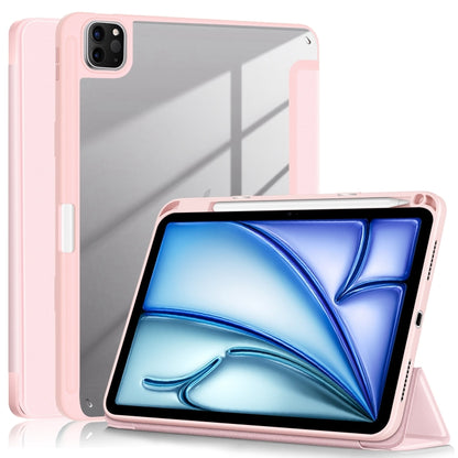 For iPad Air 11 2024 / Pro 11 2022 Acrylic 3-Fold Smart Leather Tablet Case(Pink) - iPad Air 11 2024 Cases by buy2fix | Online Shopping UK | buy2fix