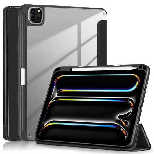 For iPad Pro 11 2025 / 2024 Acrylic 3-Fold Smart Leather Tablet Case(Black) by buy2fix