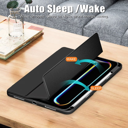 For iPad Pro 11 2025 / 2024 Acrylic 3-Fold Smart Leather Tablet Case(Black) by buy2fix