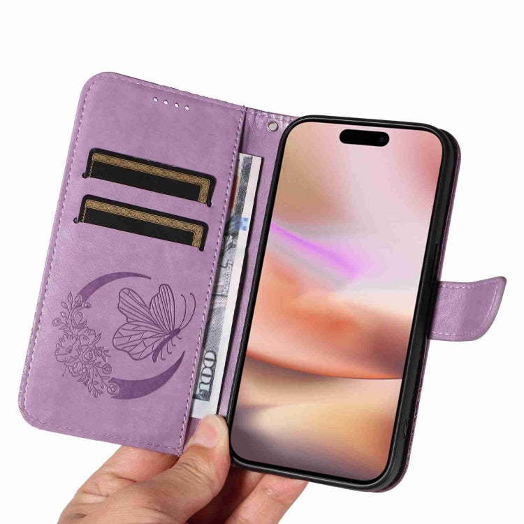 For iPhone 16 Plus Swallowtail Butterfly Embossed Leather Phone Case(Purple) - iPhone 16 Plus Cases by buy2fix | Online Shopping UK | buy2fix