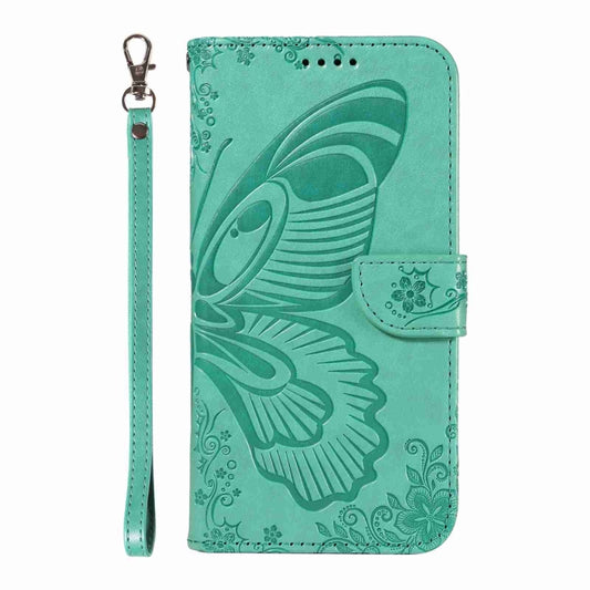 For iPhone 16 Pro Swallowtail Butterfly Embossed Leather Phone Case(Green) by buy2fix