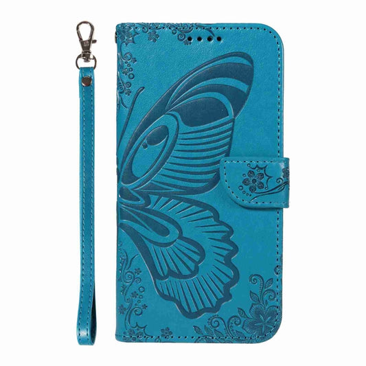 For iPhone 16 Pro Max Swallowtail Butterfly Embossed Leather Phone Case(Blue) by buy2fix